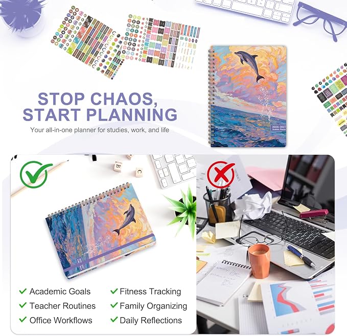 Planner 2026-2027, Weekly and Monthly Academic Year Calendar Planner, July 2026 - June 2027, Daily Agenda Book for Office School Supplies, A5(6.3'' x 8.5'')