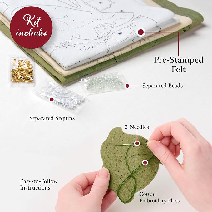 Bucilla, Felt Applique 18" Stocking Making Kit, Holy Journey, Perfect for Holiday DIY Arts and Crafts Projects, 89710E