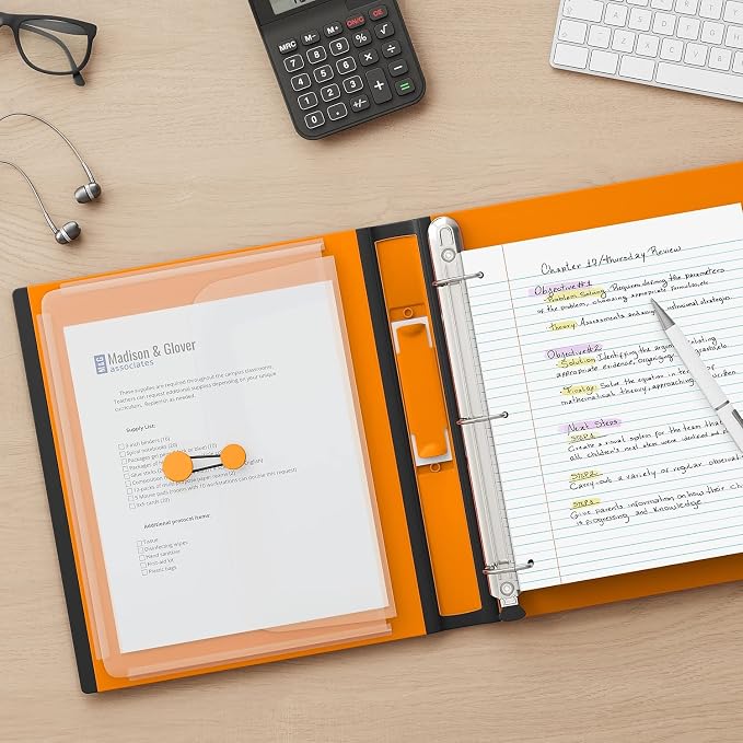 Staples Better Binder, 1.5-Inch D-Ring View, Orange, 350 Sheets | Reinforced spine for durable everyday use in office and school settings.
