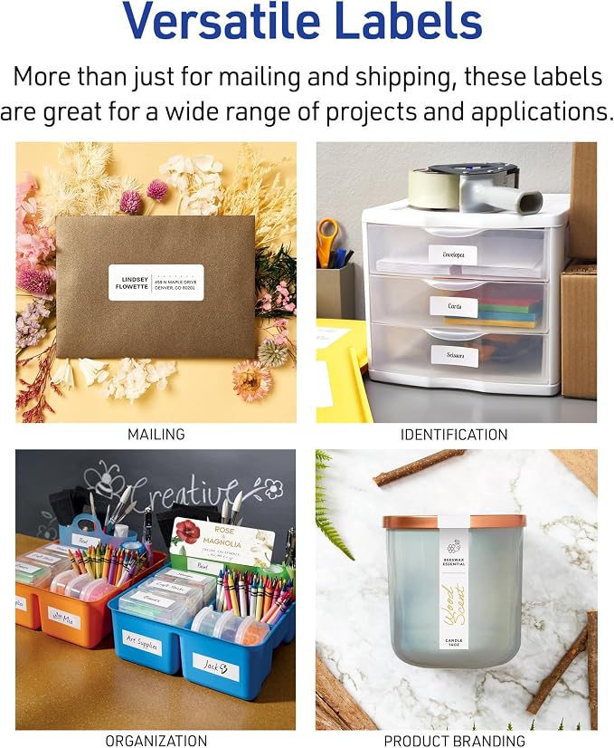 Avery® Printable Mini-Sheets® File Folder Labels, 2/3" x 3-7/16", Matte White, Permanent Adhesive, Laser/Inkjet Compatible, 300 Blank Stickers Total, Great for Printing a Few Labels at a Time (2181)