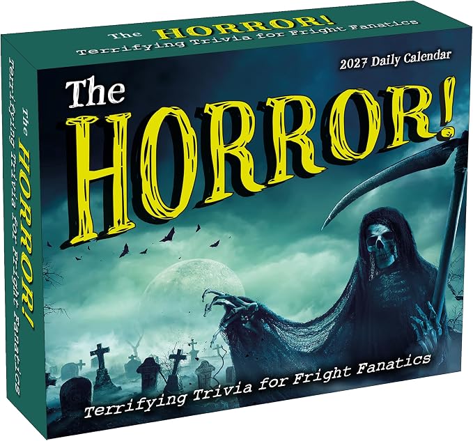 The Horror! 2027 Daily Desk Calendar: Boxed Page-a-Day Scary Movie & Trivia Calendar with Day-to-Day Frightening Facts for Horror Fans & Fright Fanatics