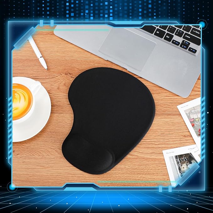 24 Pcs Ergonomic Mouse Pad with Wrist Support Office Mousepad Gaming Black Mouse Mat Wrist Pad Desk Accessories Workspace Organizers Non Slip Silicone Base for Home Office Computer Laptop Travel