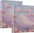 Flower Blossom Hill Pastel Pink Binder 3 Ring 1.5 Inch Binder with Clipboard&Pockets, Hardcover Binders Heavy Duty Large File Folder for Office School Supplies - Holds 200 Sheets, 2 PC