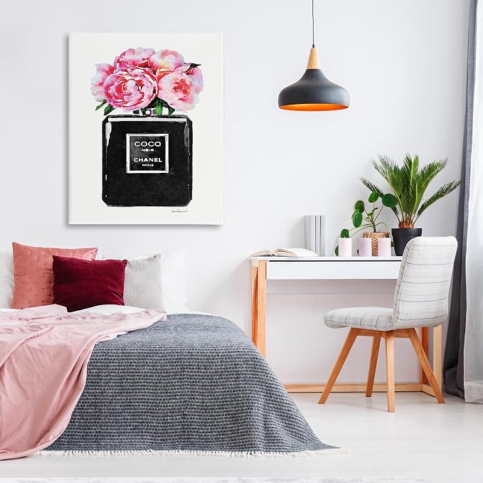Stupell Industries 'Glam Perfume Bottle Flowers'| Canvas Art | Stupell Industries | 36 x 48 Inches, Easy to Hang and Sturdy, Made in USA, by Amanda Greenwood