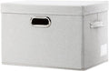 PRANDOM Collapsible Storage Bin with Lid [1-Pack] Fabric Foldable Storage Box Organizer Container Basket Cube with Cover for Home Bedroom Closet Office Nursery Beige(15.3x10x9.7)