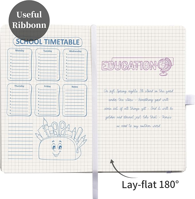 Graph Grid Paper Notebook/Journal - Classic Journal/Notebook with Ribbon