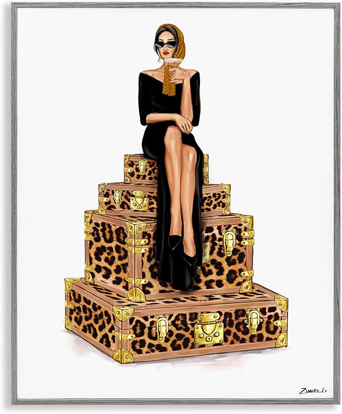 Stylish Gal Suitcases Travel Glam, 11 x 14 Inch Framed Giclée Print | Stupell Industries · By Ziwei Li · Ready to hang · Great for dorms and bedrooms · Made in USA
