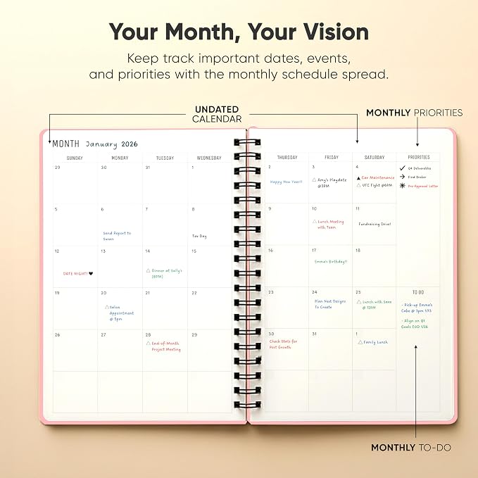 2026 Planner. 8.5" x 11" Spiral-Bound Weekly, Monthly and Daily Planner - Organize All 52 Weeks - Increase Productivity and Get Organized - Productivity Store (Pink)
