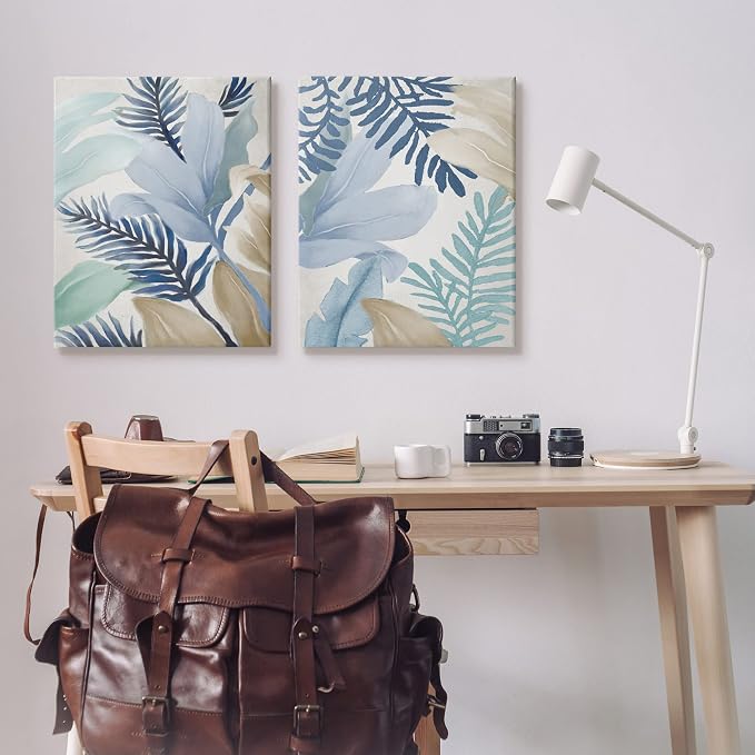 Tropical Floral Leaf Sprigs, 24 x 30 Inch Canvas Wall Art Set | Stupell Industries · By Elizabeth Medley · Ready to hang · Nature inspired decor · Made in USA