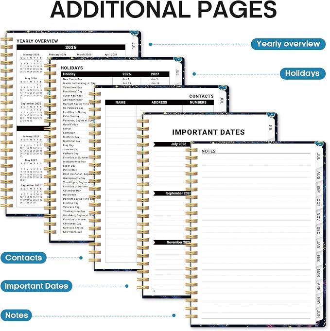 Planner 2026-2027, Monthly & Weekly Jul 2026-Jun 2027 Planner Calendar