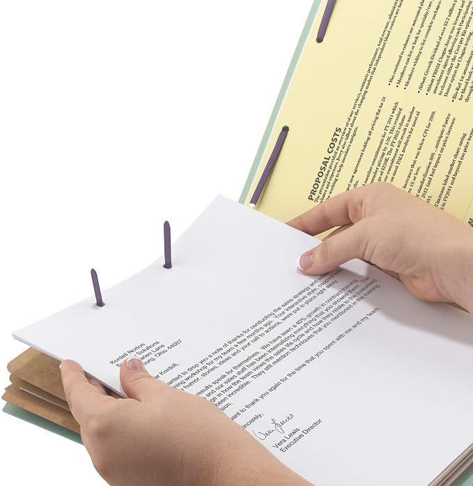 Smead 100% Recycled End Tab Pressboard Classification File Folder with SafeSHIELD Fasteners, 3 Dividers, 3" Expansion, Letter Size, Gray/Green, 10 per Box (26820)