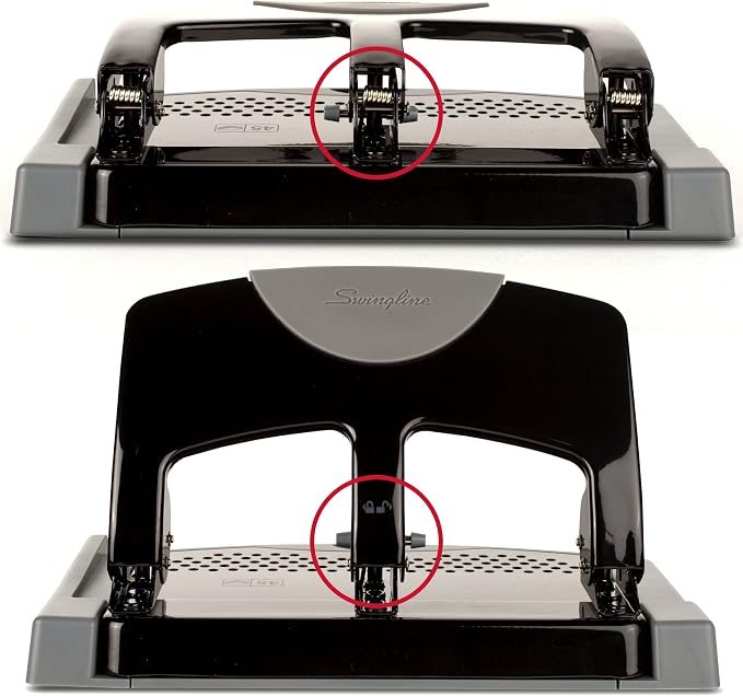Swingline 3 Hole Punch, 45 Sheet Capacity Three Hole Puncher 3 Ring, Paper Punch, SmartTouch Low Effort, Black & Silver (74136)