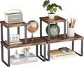 2 Sets Wooden Desktop Organizer Shelf, 2-Tier Adjustable Freestanding Bookshelf Desk Shelf, Stackable Desk Organizer for Office, Dorm, Bedroom, Space Saving, Easy Assembly, Rustic Brown (2 Pack)