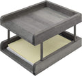 MyGift 2-Tier Rustic Gray Wood Paper File Organizer in and Out Tray/Office Desktop Document Holder Rack