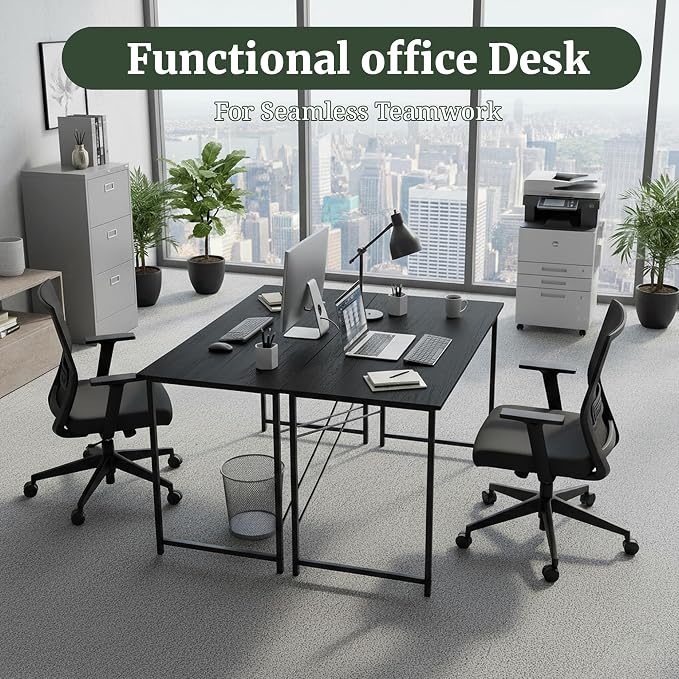 48 Inch Computer Desk, Writing Desk for Home Office Study Workspace | 265 lb Capacity, Reinforced X-Frame, Waterproof MDF Top, Scratch-Resistant Surface, Easy Assembly, Black