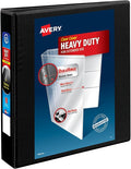 Avery Heavy-Duty View 3 Ring Binder, 1.5" One Touch Slant Rings, Holds 8.5" x 11" Paper, 1 Black Binder (05400)
