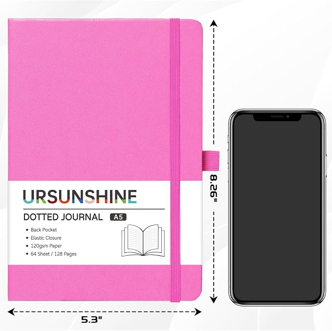 Dotted Journal/Notebook - Dot Grid Hard Cover Notebook, 5.3'' x 8.26''