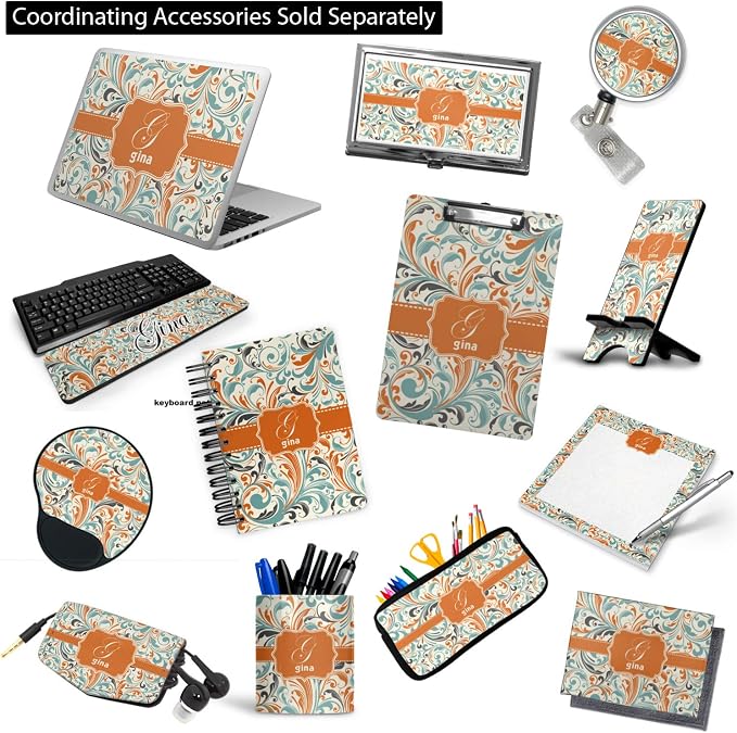 Personalized Orange & Blue Leafy Swirls 3-Ring Binder - 1 inch