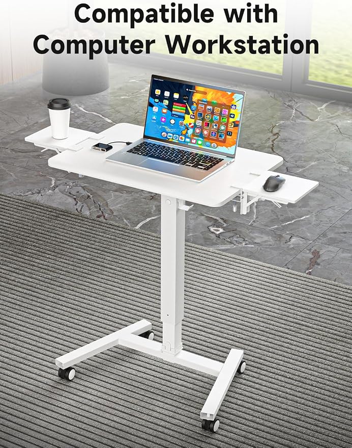 suptek Ergonomics Desk Extender Tray, 9.5"x9.1" Clamp on Table Mount Arm Wrist Rest Shelf, 90° Foldable Computer Arm Rest for Desk, White, DSF3W