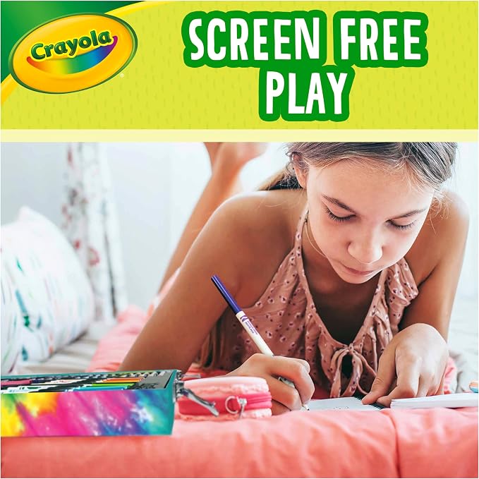 Crayola Inspiration Art Case Coloring Set - Tie-Dye (140ct), Art Supplies Set For Kids, Travel Drawing Kit, Gift for Girls & Boys, Ages 5+ [Amazon Exclusive]