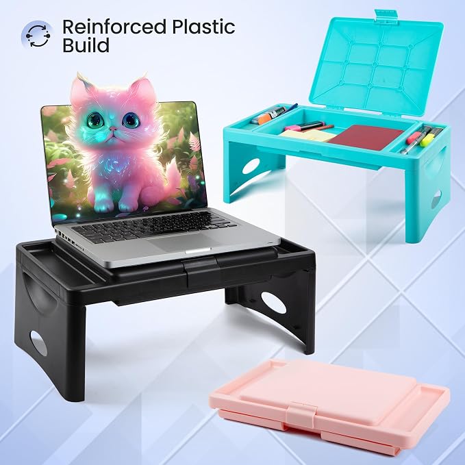 Loddie Doddie Foldable Lap Desk for Adults, Bed Tray, Teal Blue, 9.75"x12" | Portable Desk, Car Seat Tray for Road Trips, Storage Pocket, Lap Desk Kids, Folding Desk Bed Table