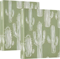 Cactus Pattern 3-Ring Binder 1.5 Inch 2 Pack Round Ring Binder Holds 200 Sheets with 3 Inside Pockets for Office Home Organization
