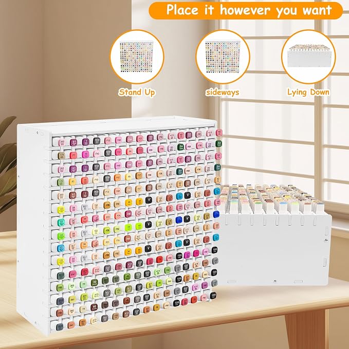 mumisuto Art Marker Storage Rack, Marker Storage Organizer Marker Pen Organizer Holder Hold 240 Markers Marker Holder Organizer with Divider for Pens Colored Pencils Art Brushes (240 Markers)