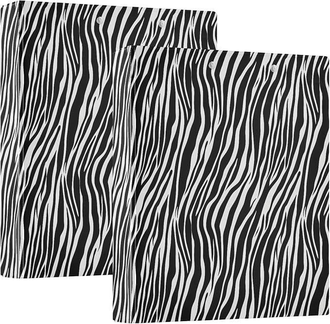 Zebra Print 3 Ring Binder 1.5 Inch 2 Pack with 200 Sheet for Kids School Supplies Women Men Office