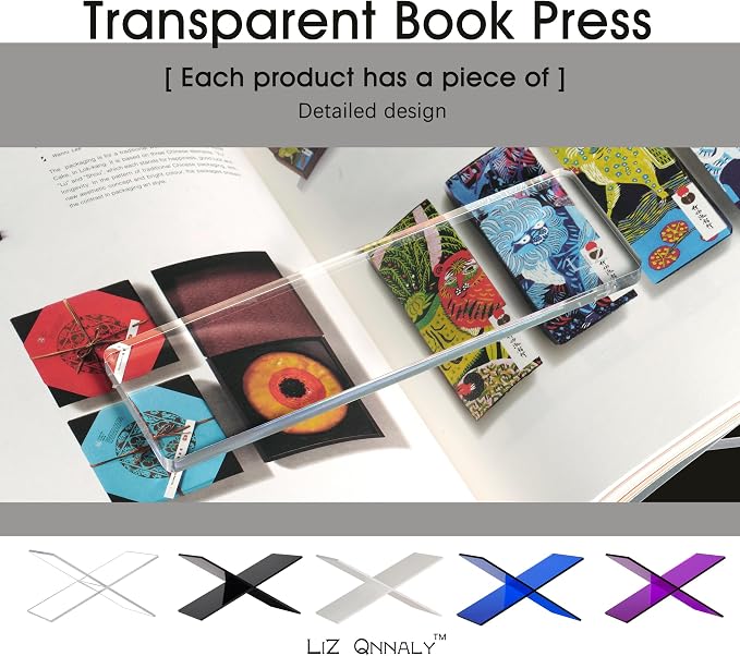 Large Clear Acrylic Book Stand - Perfect for Displaying Open Books on Your Coffee Table - Ideal for Bibles, Cookbooks, Magazines, Each with a Lucite Paperweight (Black-Large)
