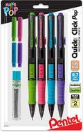 Pentel Quick Click Pop Mechanical Pencil, (0.7mm), Medium, 2 Eraser Refills, Pack of 4 (PD217ALEBP4)