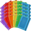 Pencil Pouch for 3 Ring Binder, 30 Pack Bulk Pencil Bags with Zipper, 6 Colored Pencil Case for Classroom School Office Supplies, Large Sturdy and Durable Cloth Pencil Pocket for 3 Holder Binder