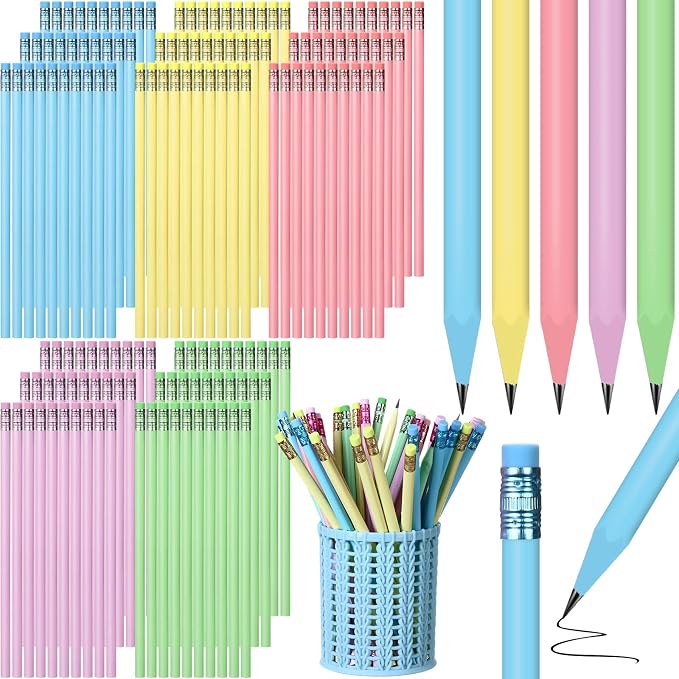Cholemy 120 Pcs Welcome Back to School Gifts Colorful #2 HB Pencils Bulk with Top Eraser Unsharpened Decorative Pencils for Students First Day of Schools Classrooms Reward(Colorful,Pastel)