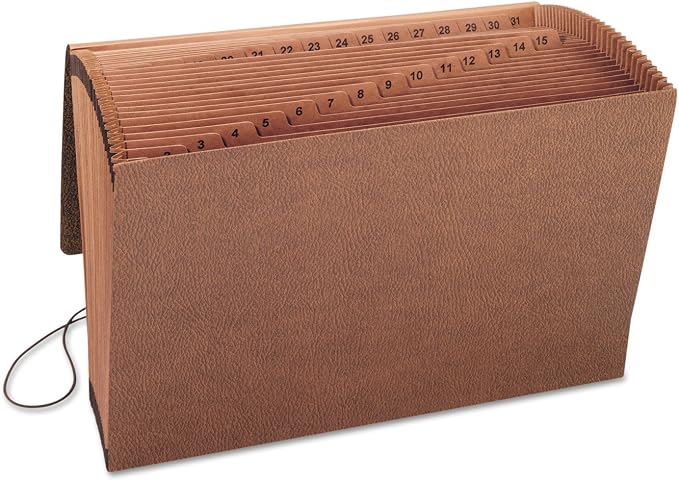 Smead TUFF Expanding File, 31 Pockets, Daily (1-31), Flap and Cord Closure, Legal Size, Redrope (70369)