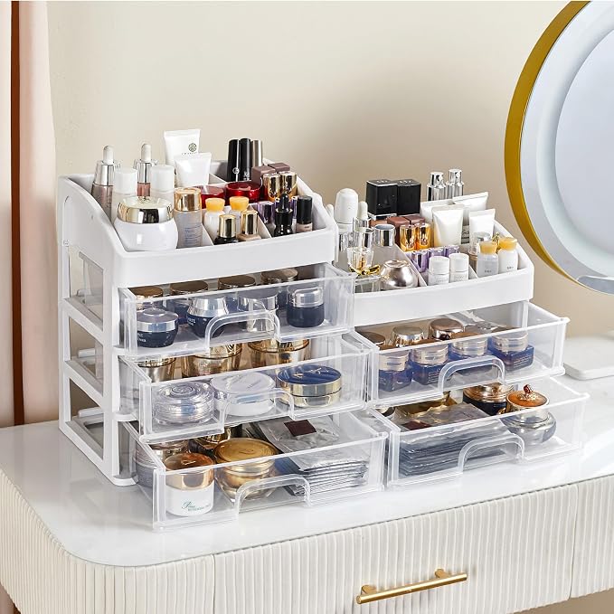 Desk Organizer with Drawers, 5 Drawers Storage Organizer, Desktop Storage Drawers for Office Supplies, Plastic Stationary Organizer, Makeup Organizer, Desk Storage Box for Office, School, Home