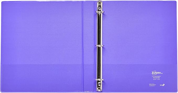 Avery® Holographic 3 Ring Binder, 1" Round Rings, 1 Violet Binder | For School, Home and Project Organization, Holographic 3D Rainbow Cover, Customizable Insertable Spine, Nonstick Pockets
