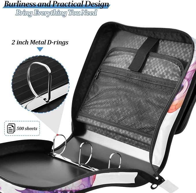 Custom Colorful Dragon 3 Ring Binder Bag 1.5 inch Personalized Name Binder Organizer 500 Sheet Documents Storage for School Office