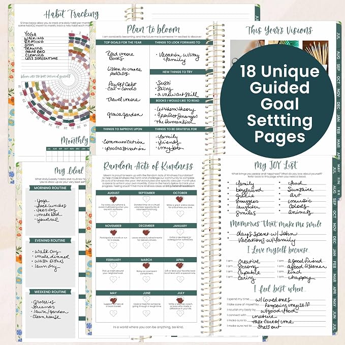 bloom daily planners 2026-2027 Planner - Academic Year (July 2026 - July 2027) Monthly & Weekly Soft Cover Planner for Women - 13 Month Calendar Agenda Book with Stickers - 5.5" x 8.25" - Garden Party, Beige