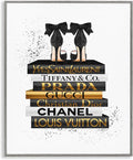 Stupell Industries 'Black Gold White Glam Bookstack', Framed Giclee Art, Gray, 16 x 20 Inches, Easy to Hang and Sturdy, Made in USA, by Amanda Greenwood