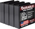 Samsill Durable 3 inch 3 Ring Binder, D Ring Binder, 100% Recycled Chipboard, Black, 4 Pack