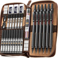 Nicpro 30PCS Black Metal Mechanical Pencil Set in Leather Case