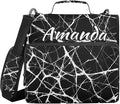 Custom 3 Ring Zipper Binder Black Marble White Pattern Personalized Name 1.5 inch Binders Large Capacity Multi Pockets for School Office Supplies