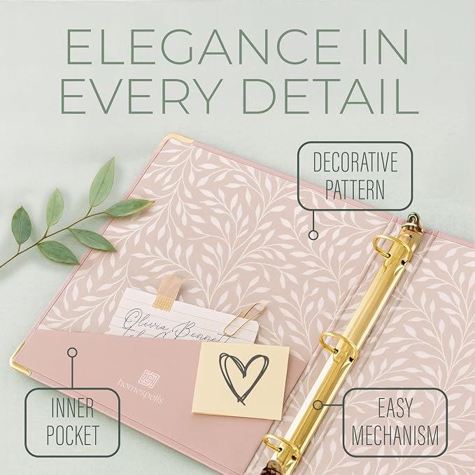 3 Ring Binder 1-Inch Rings – 3-Pack of Cute Binders with Pockets, Gold-Foil & Metal Corners – 1 Inch Binders 3 Ring Cute for School, Office & Work – 1" Pastel Three-Ring Binder One Inch