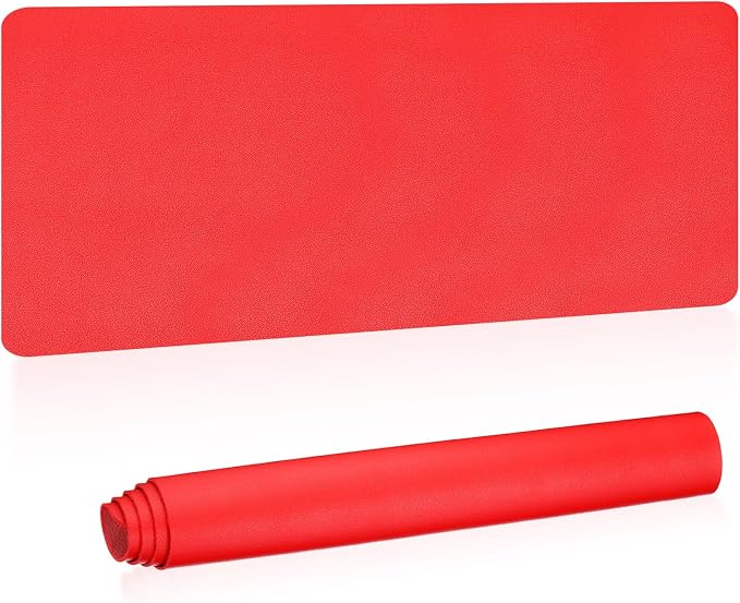 Patikil Desk Mat, 48"x17" Non-Slip Waterproof PU Leather Desk Pad Desktop Protector Double Sided, Red