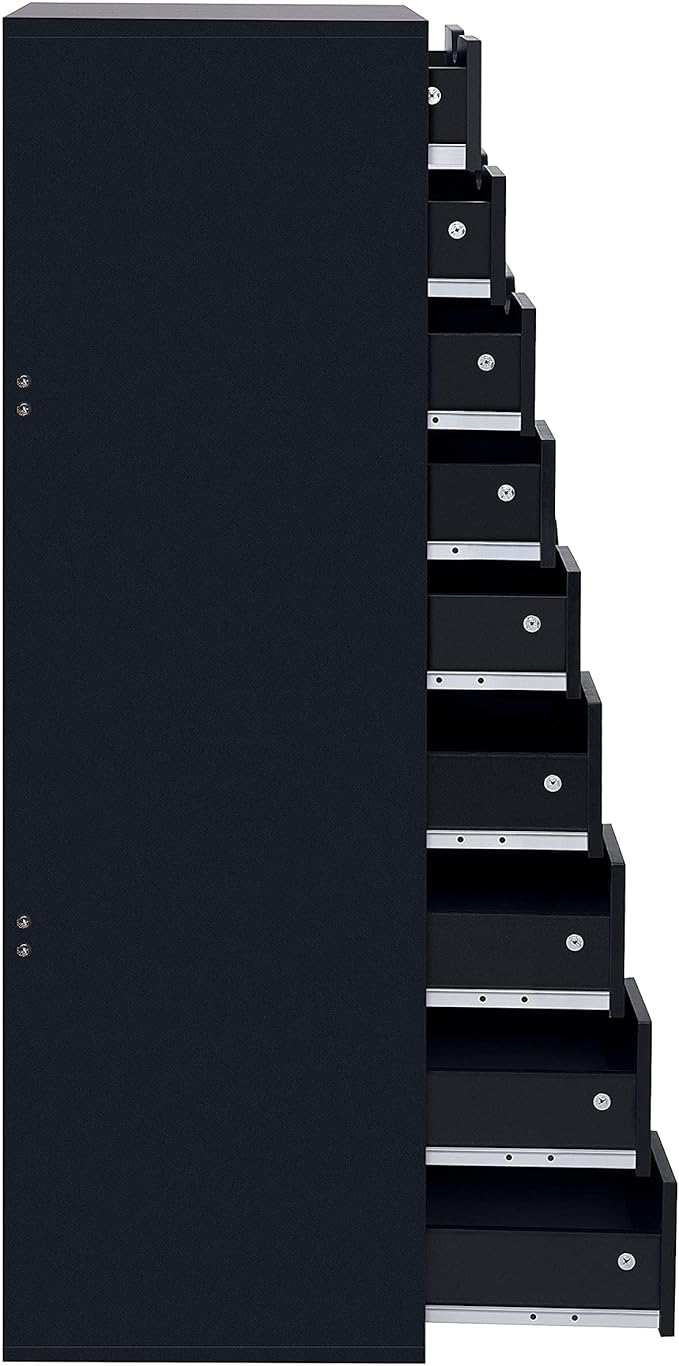 Naomi Home Bianca 9-Drawer Craft & Office Storage Cabinet, Black – Ultimate Rolling Organizer for Arts & Files, Ample Space in Compact Form, 15.7" D x 18.9" W x 39.3" H