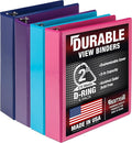 Samsill Durable 2 inch 3 Ring Binder, D Ring Binder, 100% Recycled Chipboard, Fashion Assortment, 4 Pack