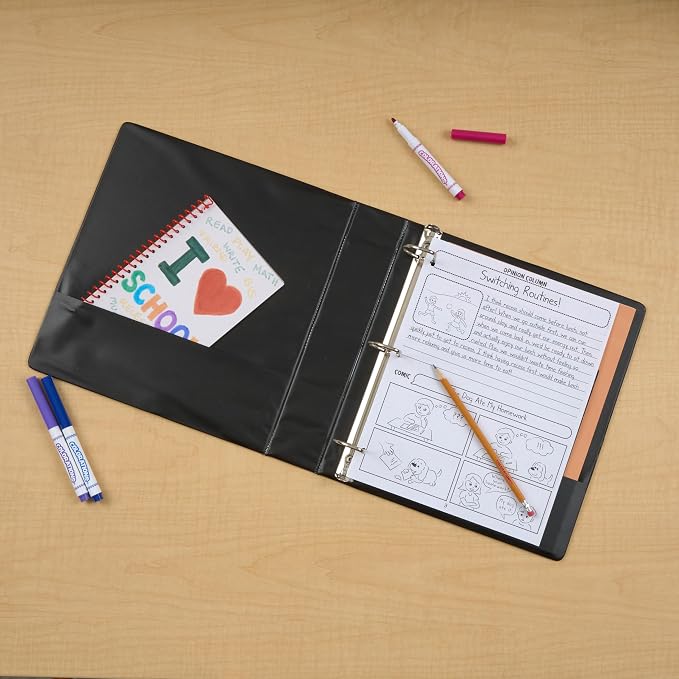 12 Pack Black 3-Ring Binders, 1.5", Slant D-Ring, Durable, EPI Premium, Heavy Duty, Holds 375 Sheets, Clear View Presentation, Non-Stick, 2 Inside Pockets, Organizer for School, Home Office