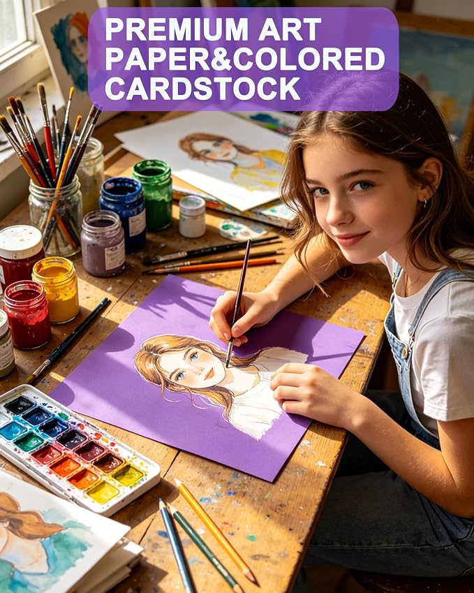 Veritas Purple Colored Cardstock, 8.5" x 11" Colored Card Stock, 110LB/199GSM Printer Paper, 100 Sheets, Colored Multi-Purpose Purple Paper, Made in USA