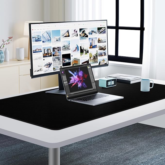Cacoy 48"x24" XXL Large Gaming Mouse Pad, Non-Slip Computer Desk Mat, Black | Durable Stitched Edges Desk Pad for Gamer Optimized Special-Textured Surface Oversized Keyboard Mousepad for Speed & Control