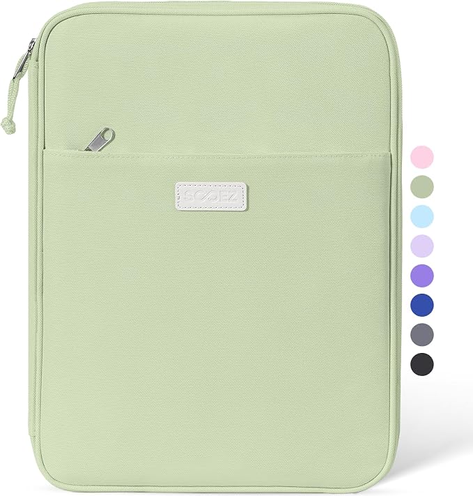 Sooez Zipper Binder Bag, 1 Inch Binders 3 Ring O-Ring, 5-Tab Divider Folder | Expanding File Folder, 500-Sheet Capacity Three Ring Binder, Organizer Storage Student School Classroom Supplies, Olive Green