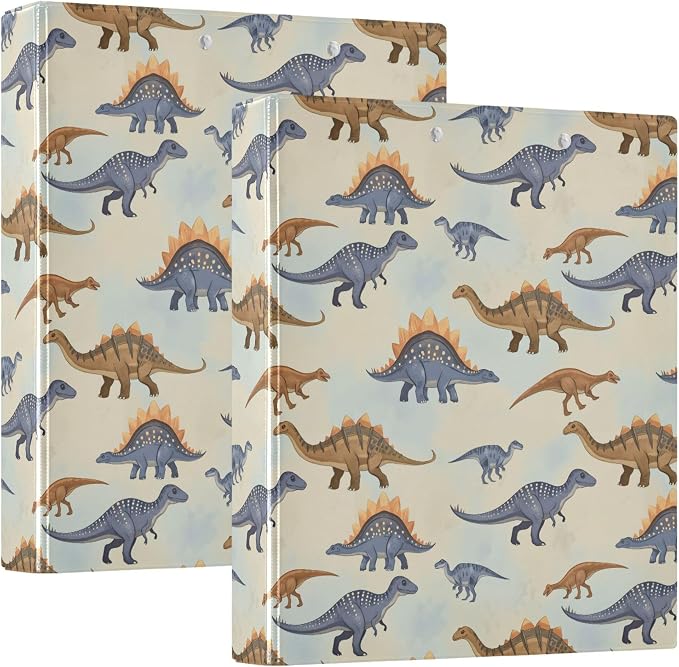Dinosaur Doodle Pattern Round Ring Binders 1.5 Inch Galaxy Space Blue 3 Ring Clipboard Binder for Office School Work Supplies File Folder Document 200 Sheet Capacity Easy Open